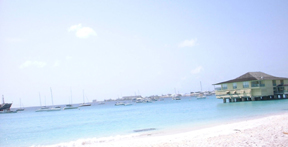 Yachts in Carlisle Bay, Schooner Restaurant of Grand Barbados Beach Resort